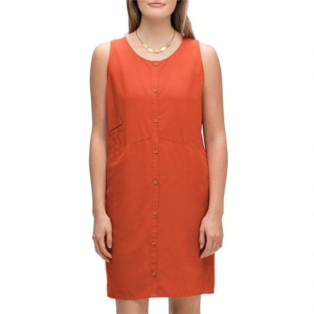 Nau Flaxible Tank Mini Dress Sleeveless Linen Blend in Orange Size XS